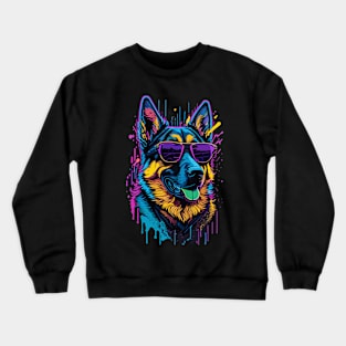 German Shepherd Dog with Sunglasses Crewneck Sweatshirt